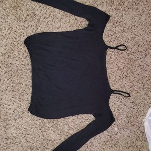 Off the shoulder long sleeve black shirt